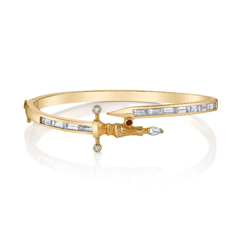 Women’s brilliant diamond engagement ring-The Diamond Dagger Cuff, Plated Gold