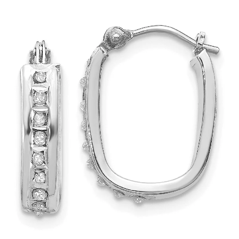 Women’s mixed-metal earrings-Diamond Fascination Diamond Accent Hinged Hoop Earrings in 14KT White Gold