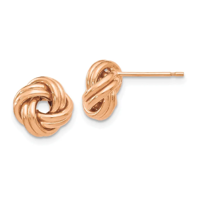 Women’s stud pearl earrings-14KT Rose Gold 9MM Stud Love Knot Earrings