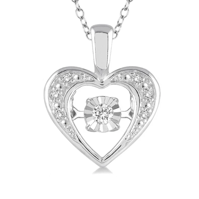 Women’s anniversary necklace-1/20 Ctw Heart Rhythm of Love Diamond Pendant