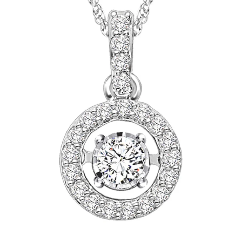 Women’s diamond necklace set-10K White Gold 1/4 Ct.Tw.Moving Diamond Fashion Pendant