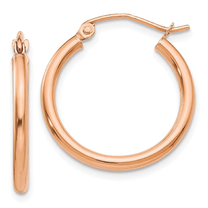 Women’s chandelier earrings-14KT Rose Gold 20X2MM Hoop Earrings