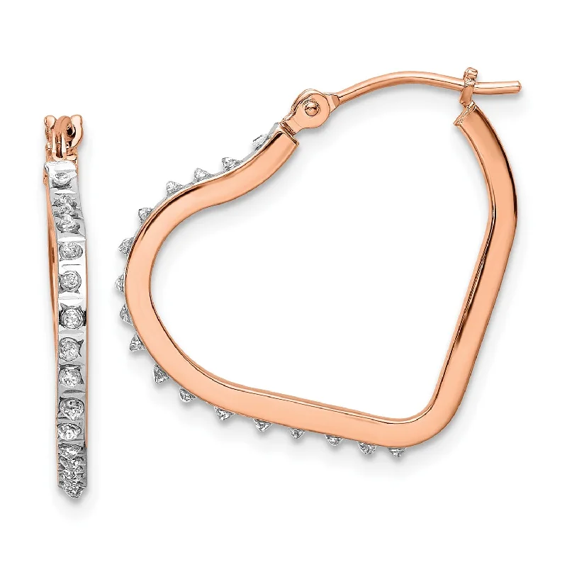 Women’s chunky earrings-Diamond Fascination Diamond Accent Heart Hoop Earrings in 14KT Rose Gold