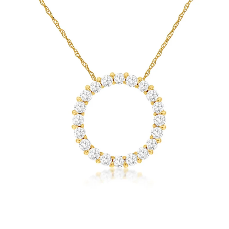 Women’s luxury diamond necklace-14k Yellow Gold 0.25ctw Diamond Circle Pendant