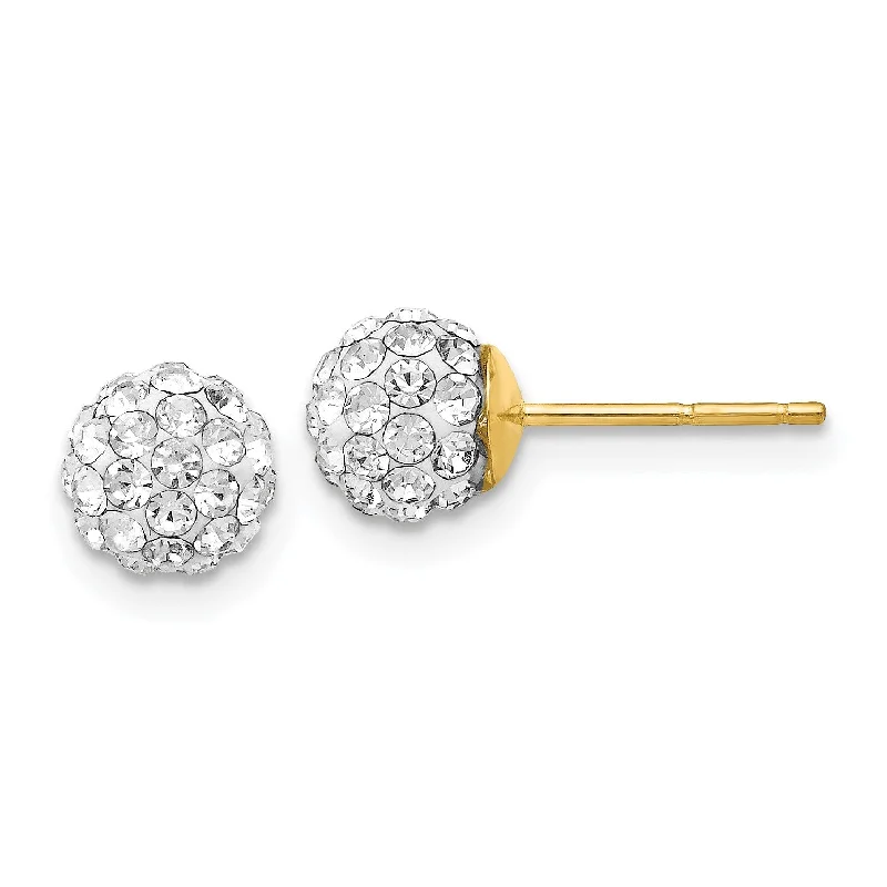 Women’s unique earrings-14KT Yellow Gold Crystal 6MM Ball Stud Earrings