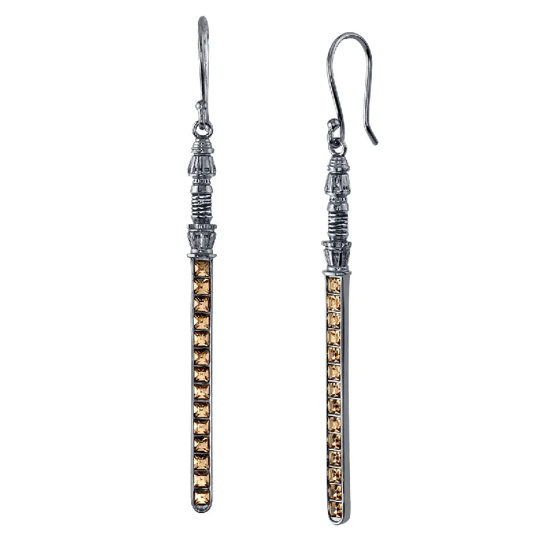 Women’s square earrings-Star Wars X RockLove Rey Crystal Lightsaber Earrings