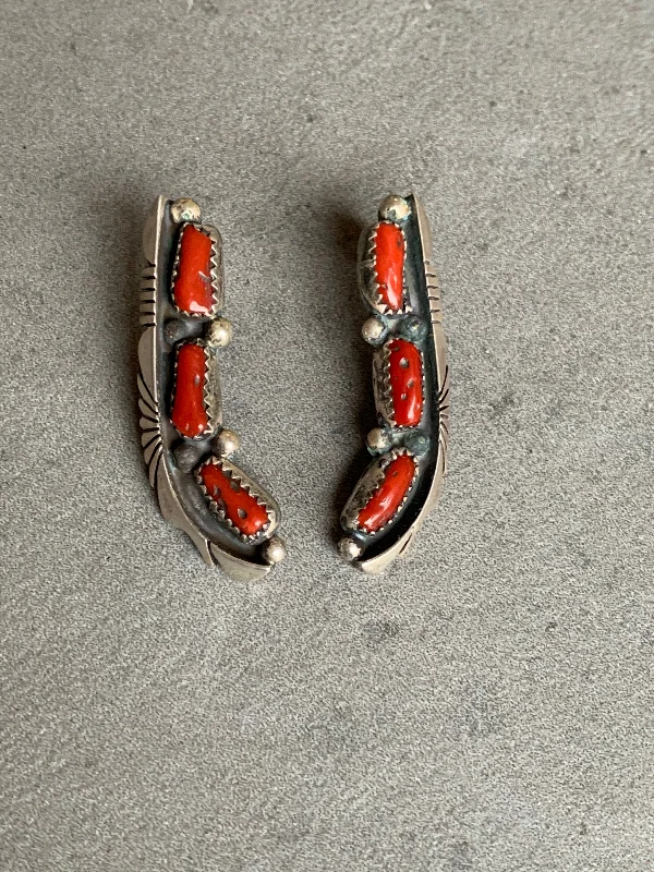 Women’s statement hoop earrings-Natural Mediterranean Coral Earrings