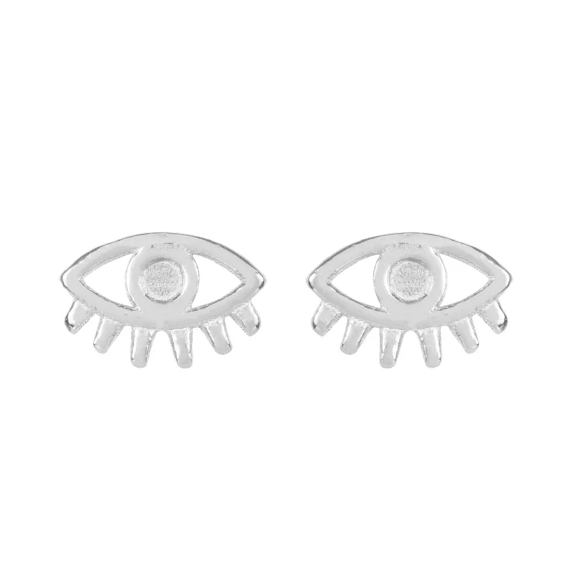 Women’s vintage pearl earrings-Evil Eye Studs Silver