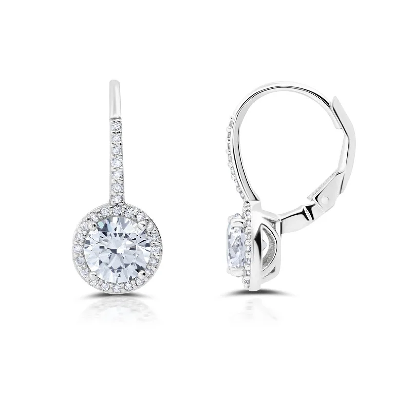 Women’s dangling earrings-Crislu Platinum Plated Sterling Silver Round Cubic Zirconia Fashion Earrings