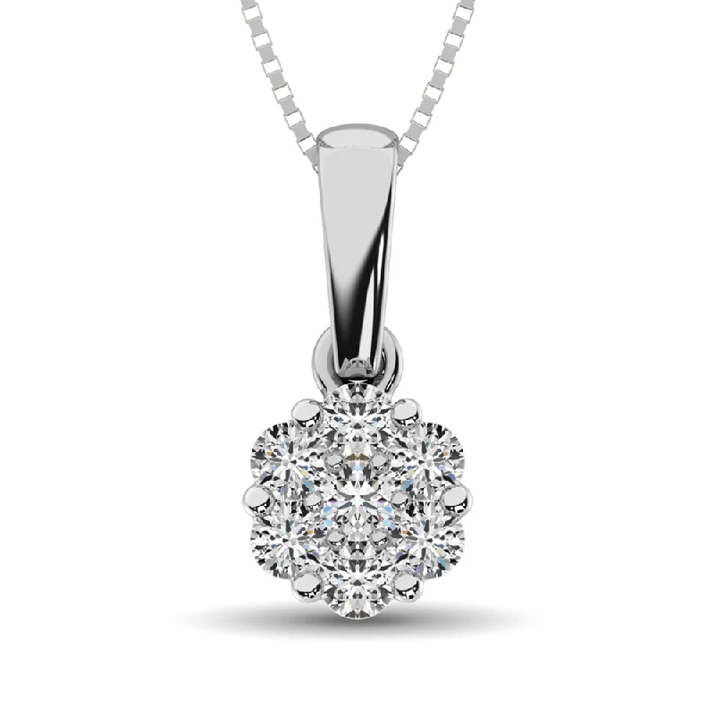 Women’s gemstone necklace-14K White Gold 1/4 Ct.Tw. Diamond Flower Pendant