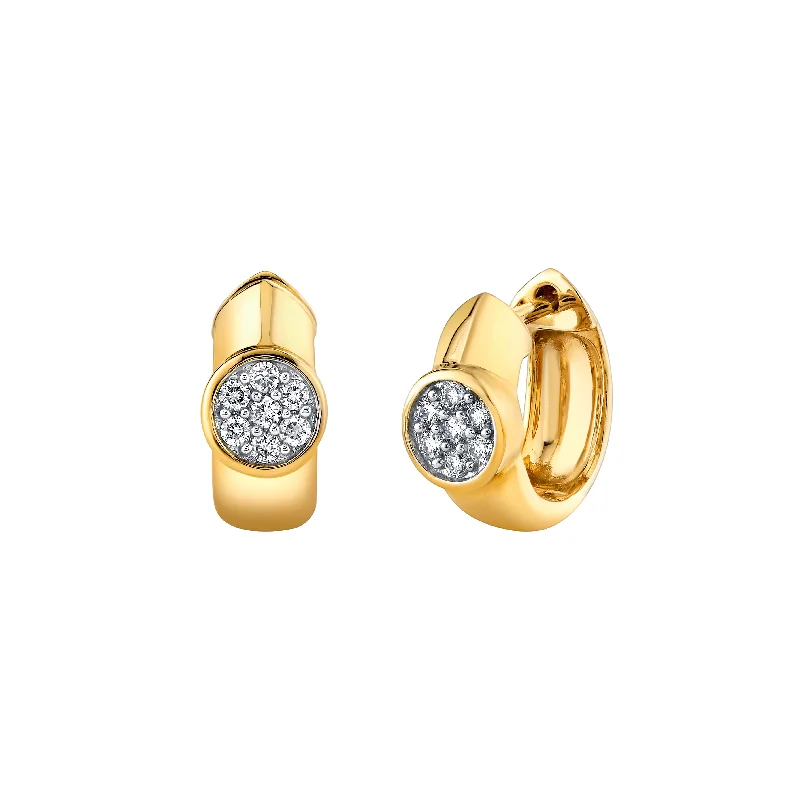 Women’s geometric earrings-Raised Pavé Bezel Huggies