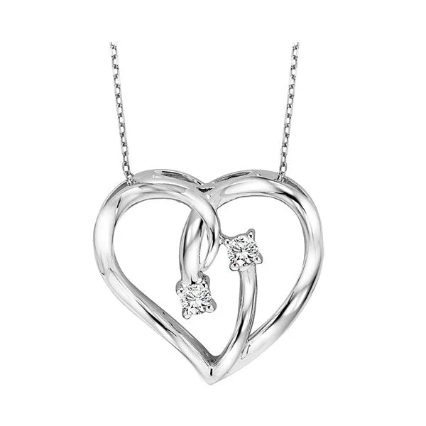 Women’s art nouveau necklace-Sterling Silver Diamond Heart Pendant