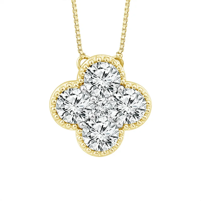 Women’s layered necklace-1.00 Ctw Diamond Pendant in 10 Karat Yellow Gold