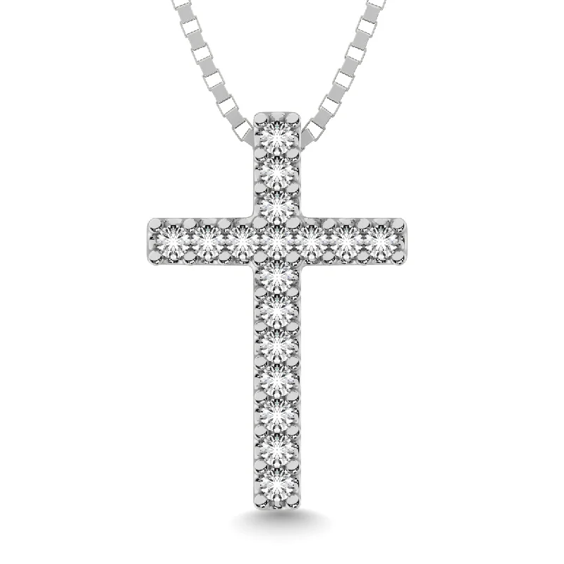 Women’s luxury diamond necklace-Classic Diamond Cross Pendant 1/10 Ct.Tw. In 10K White Gold