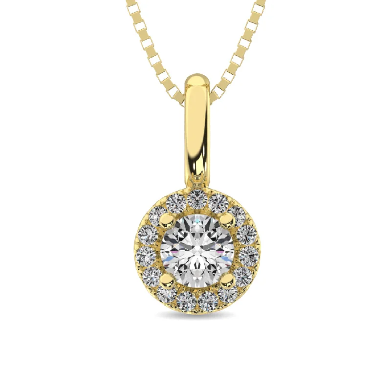 Women’s layered pendant necklace-Diamond 1/5 ct tw Round Cut Fashion Pendant in 10K Yellow Gold