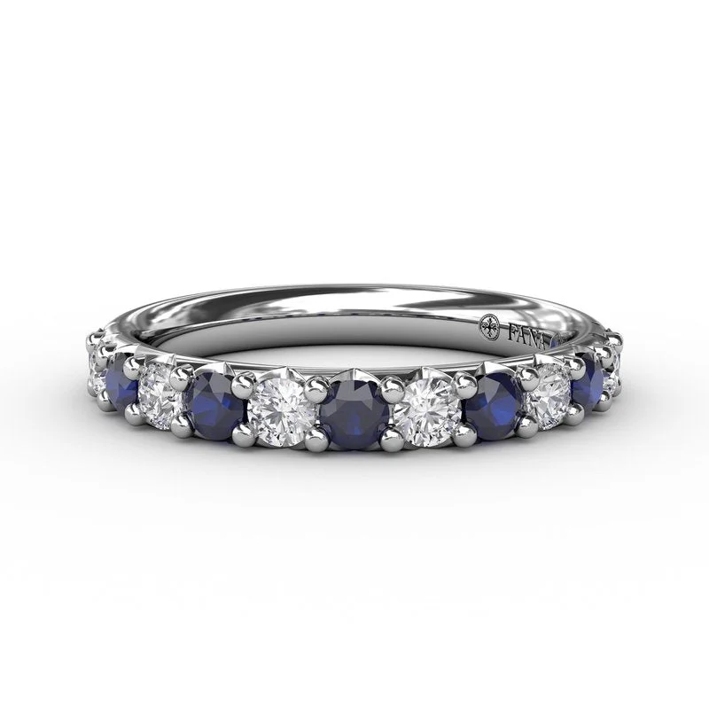 Women’s classic engagement ring-Sapphire and Diamond Shared Prong Anniversary Band W6203S