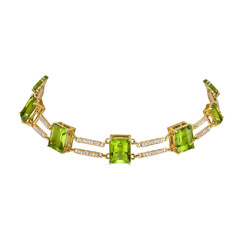 Women’s emerald and diamond engagement ring-Railway Peridot Diamond Choker