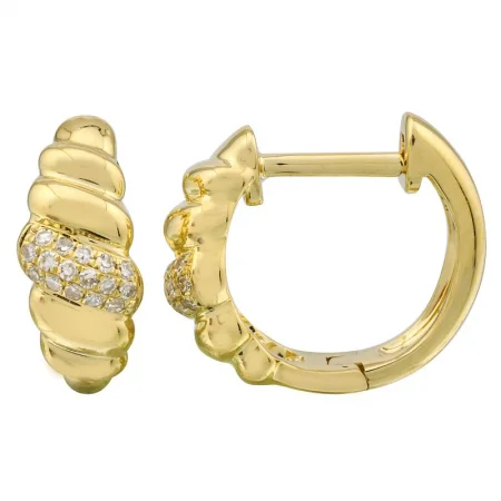 Women’s vintage-style engagement ring-NIVA CROISSANT + DIAMOND  HUGGIE EARRRINGS.