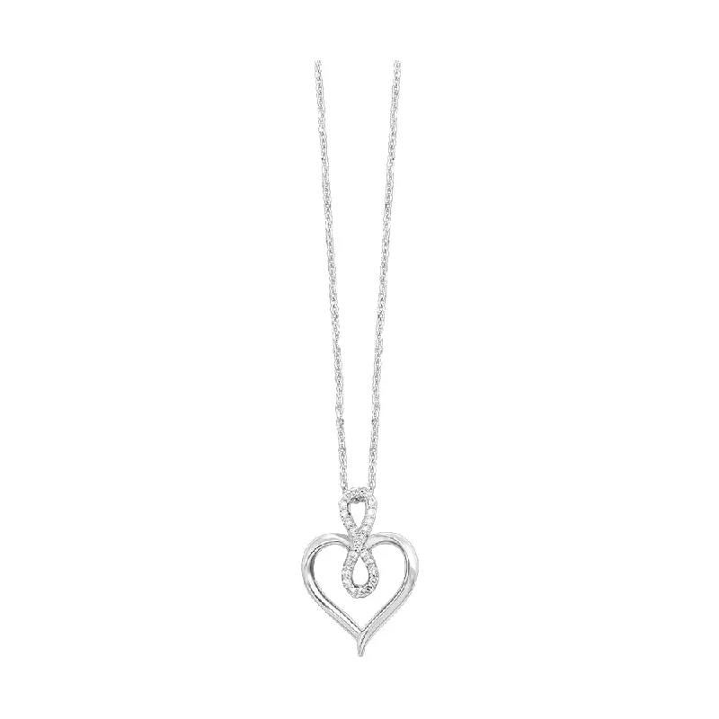 Women’s gemstone necklace-Sterling Silver Diamond Heart Pendant