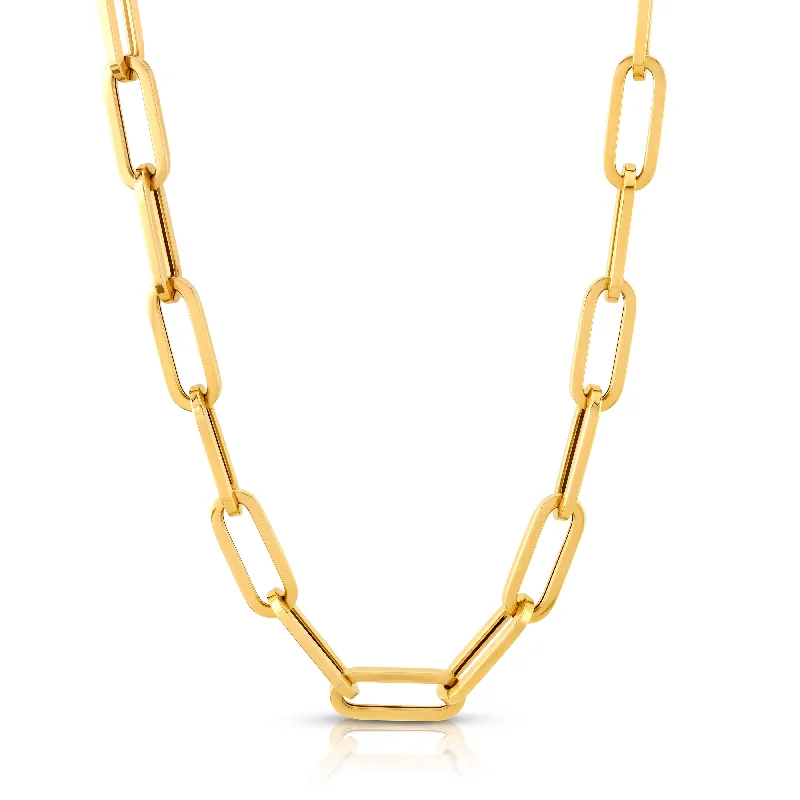 Women’s three-layered necklace-LARGE FLAT LINK CHAIN 16", 14kt Gold