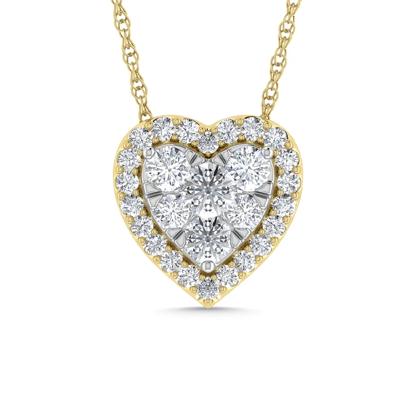 Women’s circular pendant necklace-Diamond 1/2 Ct.Tw. Heart Pendant in 14K Yellow Gold