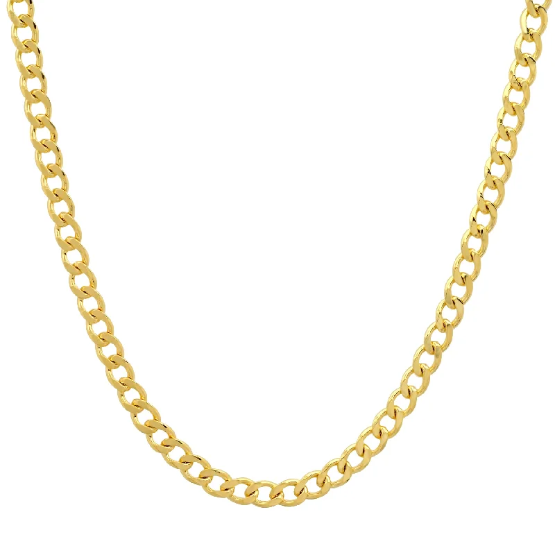 Women’s blue sapphire necklace-SMALL CUBAN LINK CHAIN GOLD