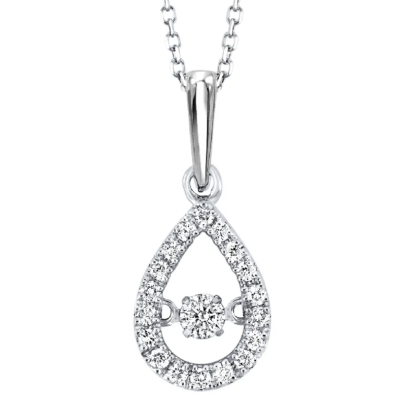 Women’s sparkling diamond necklace-1/5 Ctw Pear Shape Rhythm of Love Diamond Halo Pendant