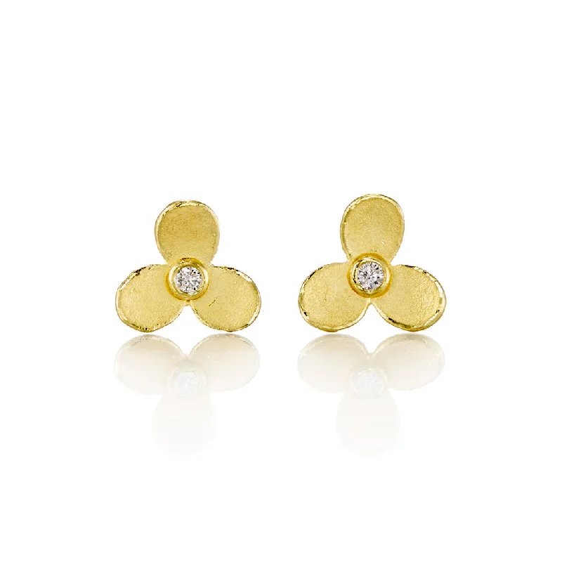 Women’s simple stud earrings-Trillium & Diamond Stud Earrings