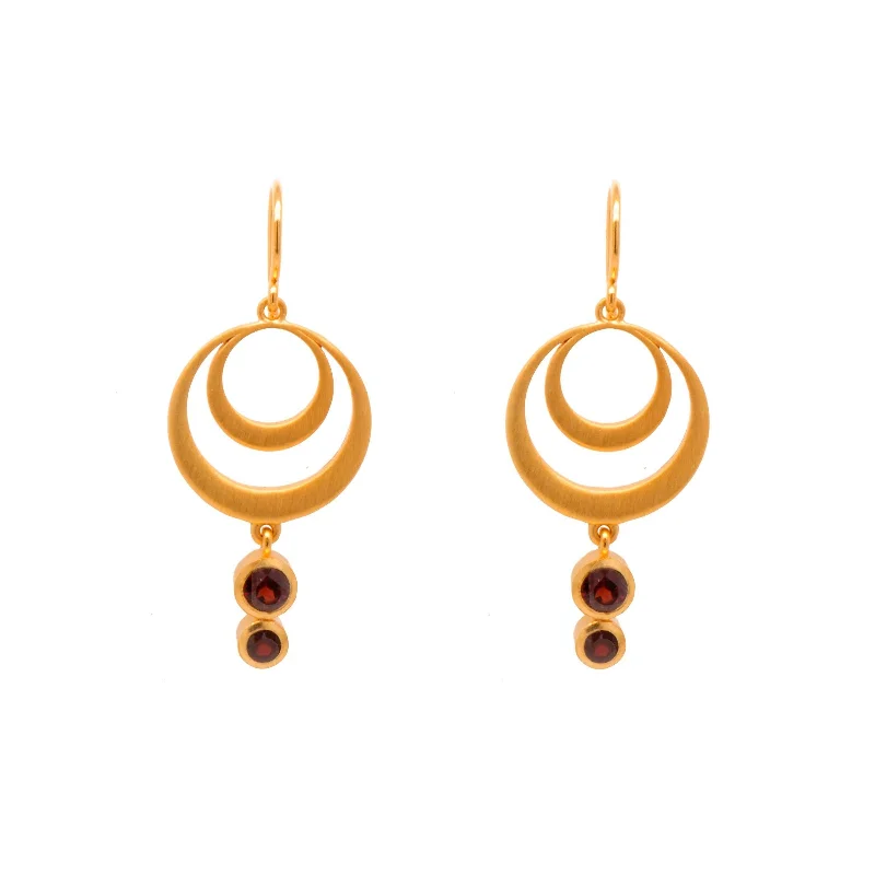 Women’s chic earrings-Strength Double Circle Wire Earrings 24K Gold Vermeil in Various Gemstones