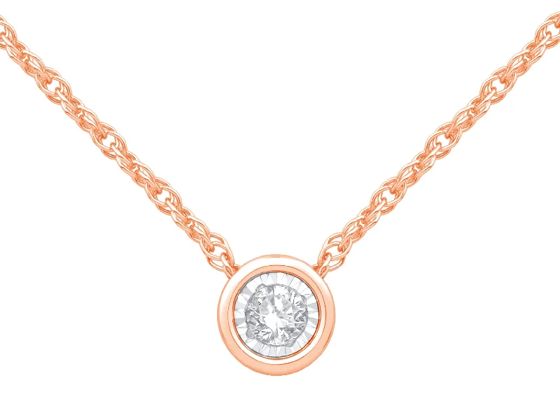 Women’s sparkling diamond necklace-10K Rose Gold Diamond Pendant