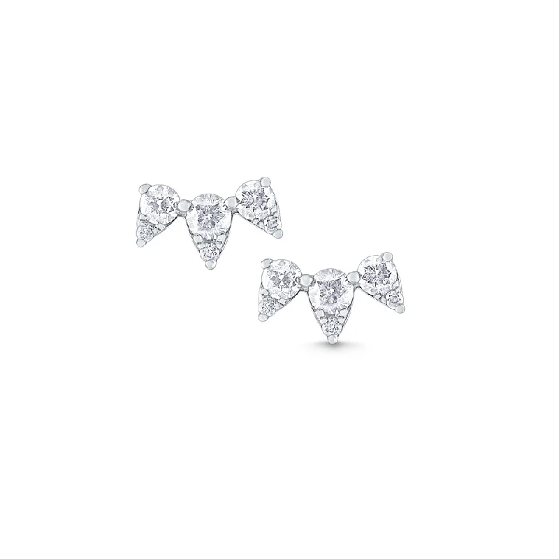 Women’s flower earrings-Triple Spike Diamond Studs