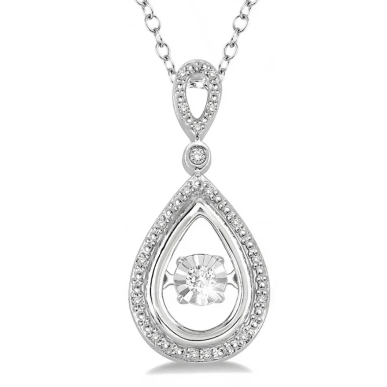 Women’s birthstone necklace-1/10 Ctw Pear Shape Rhythm of Love Diamond Pendant