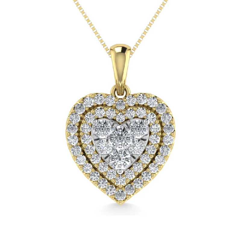 Women’s engraved necklace-Diamond 3/4 Ct.Tw. Heart Pendant in 14K Yellow Gold