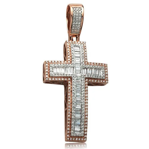 Women’s heart-shaped necklace-1.25CTW DIAMOND BAGUETTE CROSS PENDANT