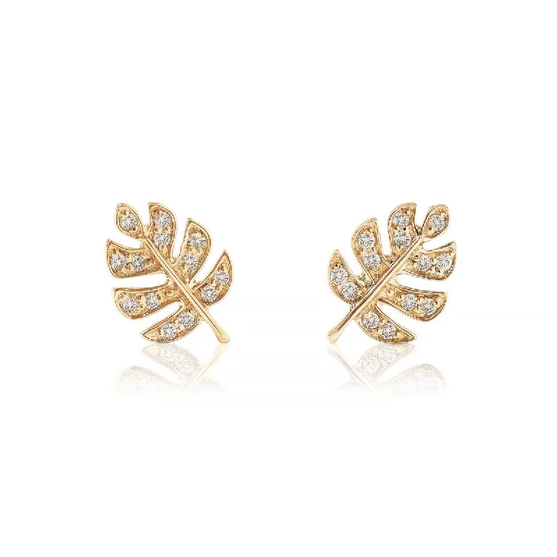 Women’s eternity engagement ring-Diamond Monstera Studs