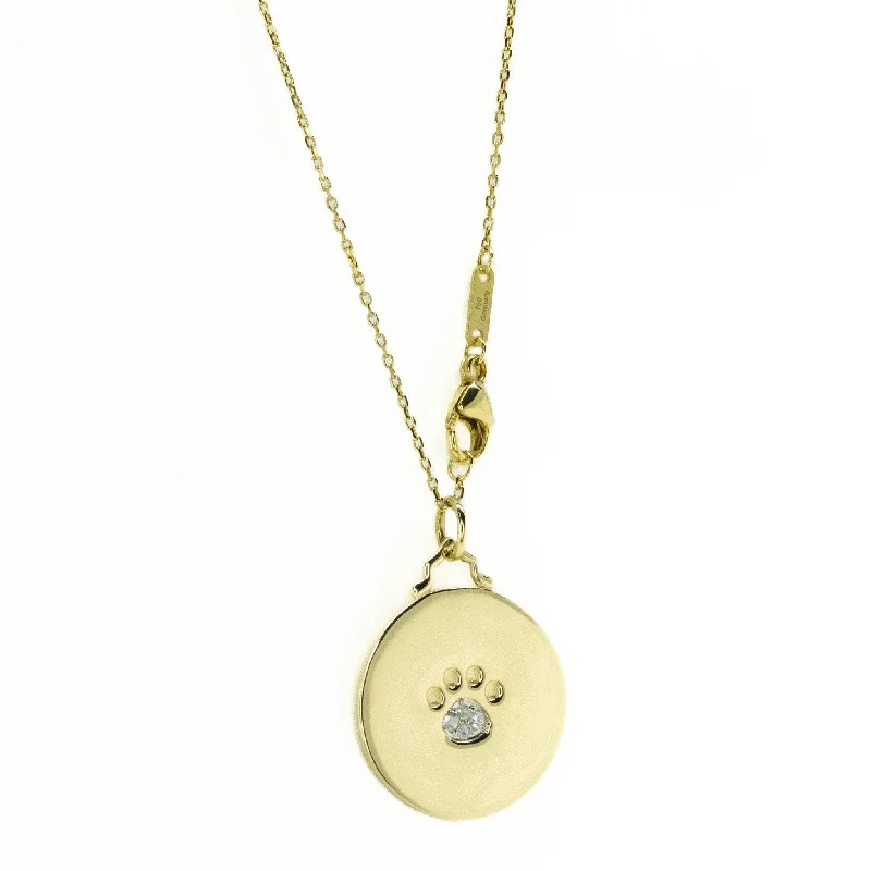 Women’s diamond trilogy engagement ring-Monica Rich Kosann Paw Print Diamond Charm and 17" Chain in 18K Yellow Gold