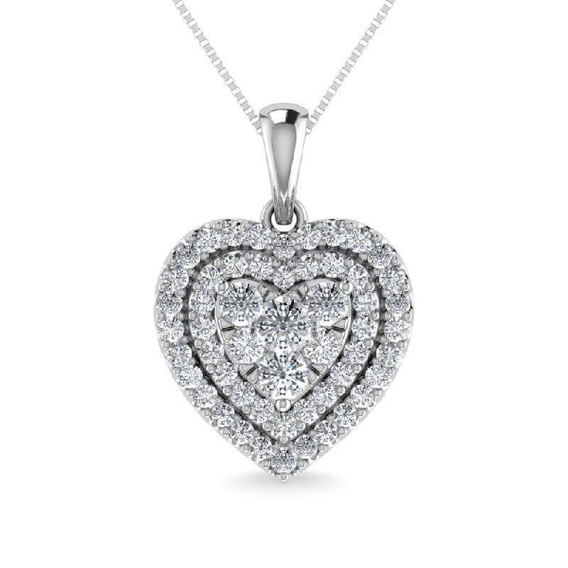 Women’s personalized necklace-Diamond 3/4 Ct.Tw. Heart Pendant in 14K White Gold