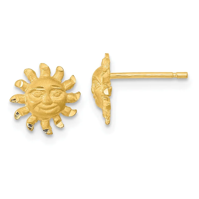 Women’s elegant drop earrings-14KT Yellow Gold Sun Stud Earrings