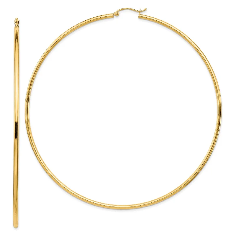 Women’s custom earrings-14KT Yellow Gold 90X2MM Hoop Earrings