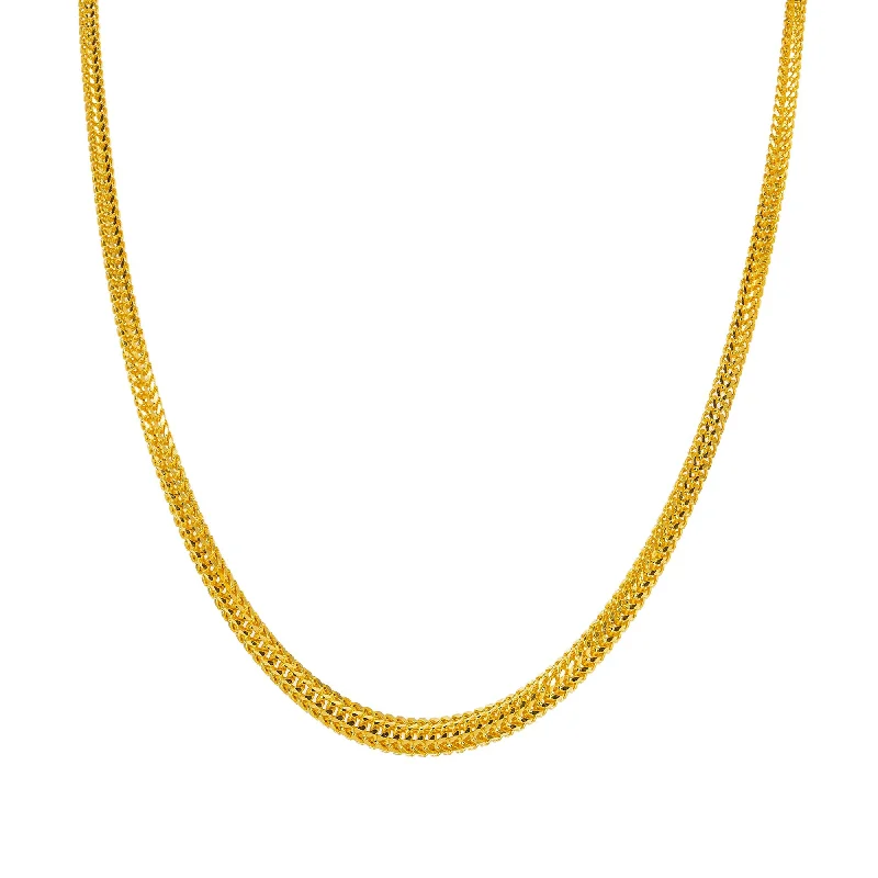 Women’s vintage necklace-22K Yellow Gold Thick Chain W/ Round Foxtail Link, 19 Inches