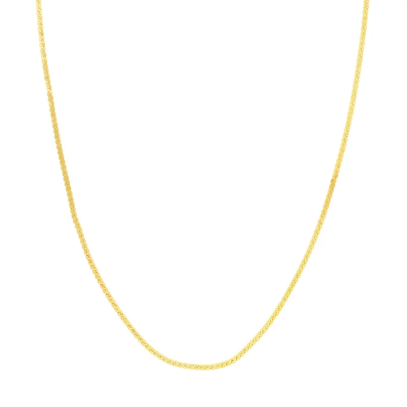 Women’s simple necklace-Yellow Gold 14K 2.0mm Serpentine Chain with Lobster Lock