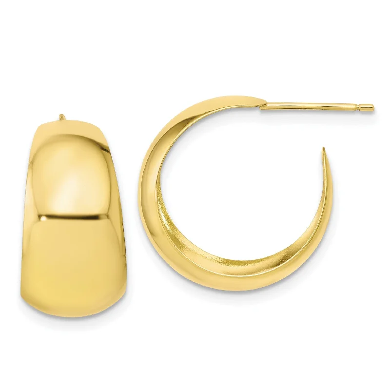 Women’s dangling earrings-10KT Yellow Gold 18.5X10MM Half Hoop Earrings