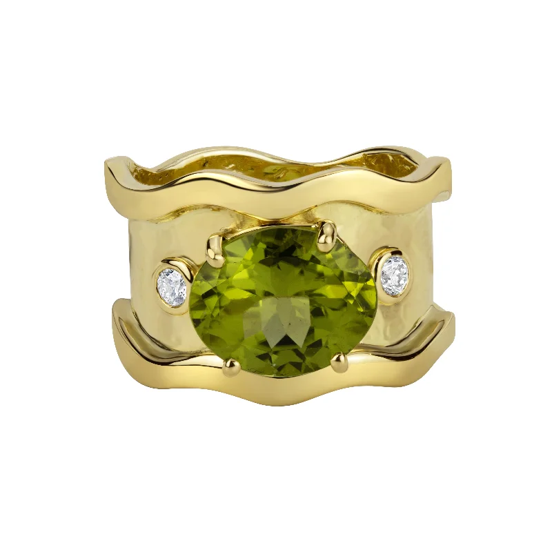 Women’s princess cut diamond engagement ring-Repair - Peridot and Diamond in 18K Gold (2100P)