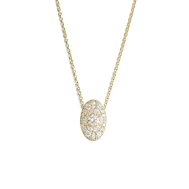 Women’s thick chain necklace-Oval Shape Marquise & Round Brilliant Cut Diamond Mosaic Pendant