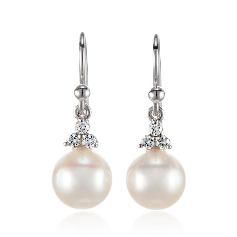 Women’s statement hoop earrings-Madison Drop Earrings in White Akoya Pearls