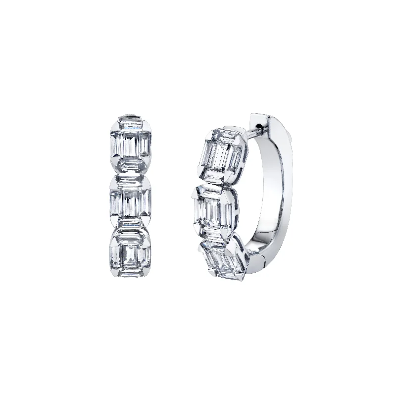 Women’s antique earrings-Oval Diamond Huggies