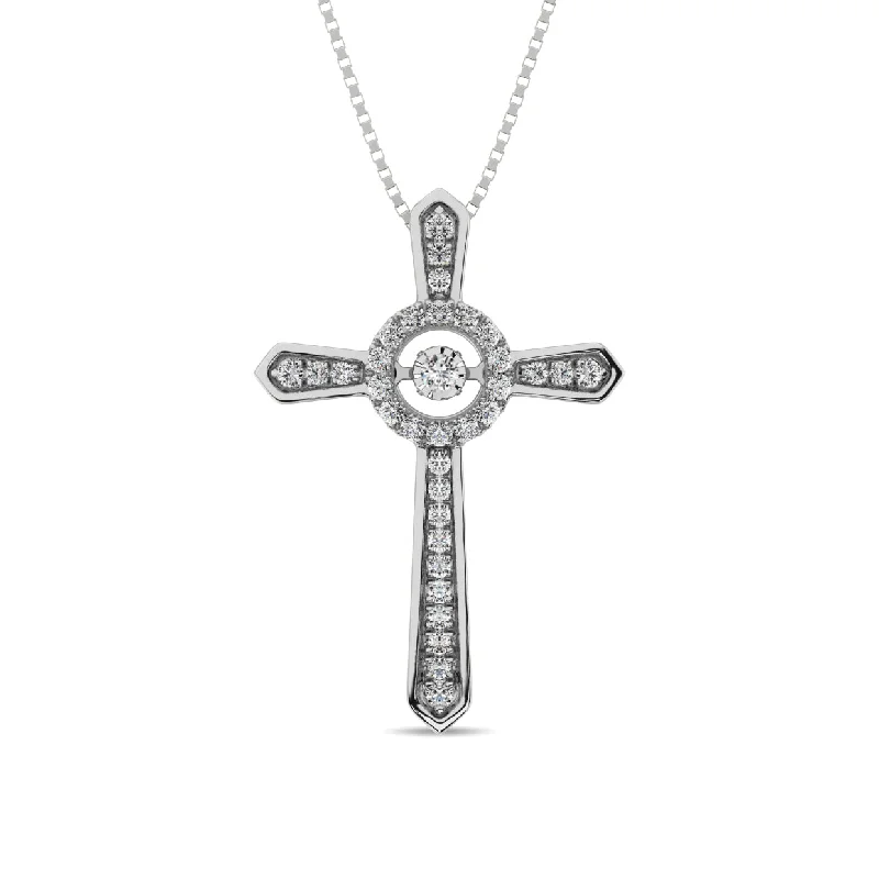 Women’s long pendant necklace-Diamond 1/5 Ct.Tw. Cross Pendant in 10K White Gold