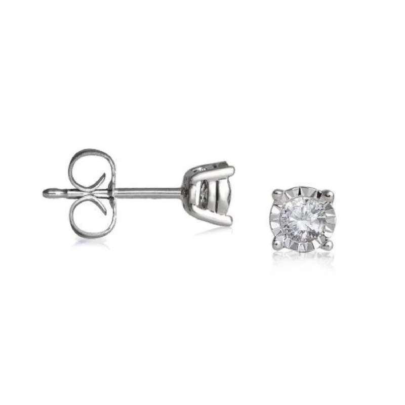 Women’s drop earrings-1/5 CTW Diamond Illusion Set Stud Earrings in Sterling Silver