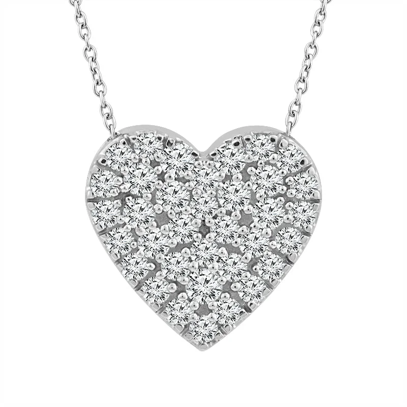 Women’s personalized necklace-1/5 Ctw Multi Stone Diamond Heart Pendant in Sterling Silver