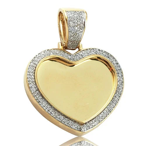 Women’s layered gold necklace-10K 0.45CTW DIAMOND HEART MEMORY PENDANT